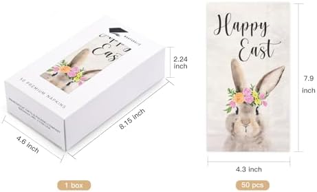 Servilletas de Papel WRAPAHOLIC 50 Pcs para Pascua - 3 Capas con Diseño de Conejito y Flores, Desechables para Baño, Cumpleaños y Baby Shower - 4.3 x - imagen 2