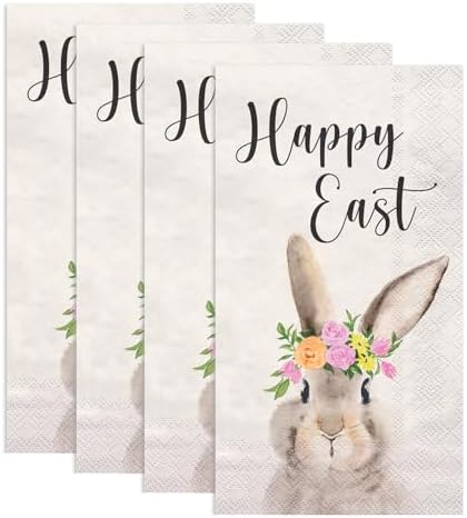 Servilletas de Papel WRAPAHOLIC 50 Pcs para Pascua - 3 Capas con Diseño de Conejito y Flores, Desechables para Baño, Cumpleaños y Baby Shower - 4.3 x - imagen 3