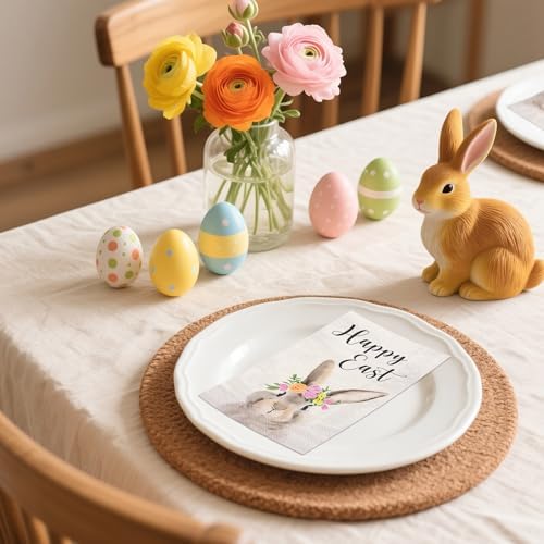 Servilletas de Papel WRAPAHOLIC 50 Pcs para Pascua - 3 Capas con Diseño de Conejito y Flores, Desechables para Baño, Cumpleaños y Baby Shower - 4.3 x - imagen 4