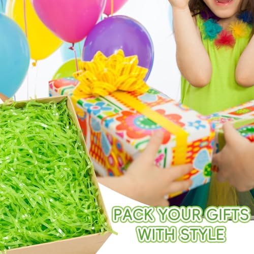 CIPOWM Relleno de Césped de Pascua de Plástico Verde de 16oz para Cestas, Regalos y Fiestas - Rafia y Papel de Relleno - imagen 3