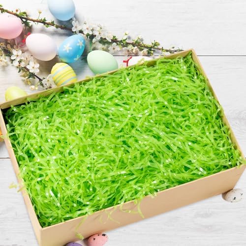 CIPOWM Relleno de Césped de Pascua de Plástico Verde de 16oz para Cestas, Regalos y Fiestas - Rafia y Papel de Relleno - imagen 6