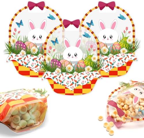 Paquete de 30 Bolsitas Transparentes con Forma de Conejo para Pascua PINWATT, Reutilizables con Asa para Fiestas, Búsquedas de Huevos y Regalos de - imagen 1