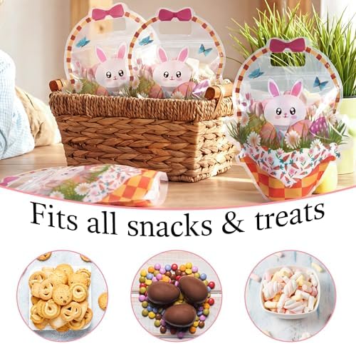 Paquete de 30 Bolsitas Transparentes con Forma de Conejo para Pascua PINWATT, Reutilizables con Asa para Fiestas, Búsquedas de Huevos y Regalos de - imagen 3