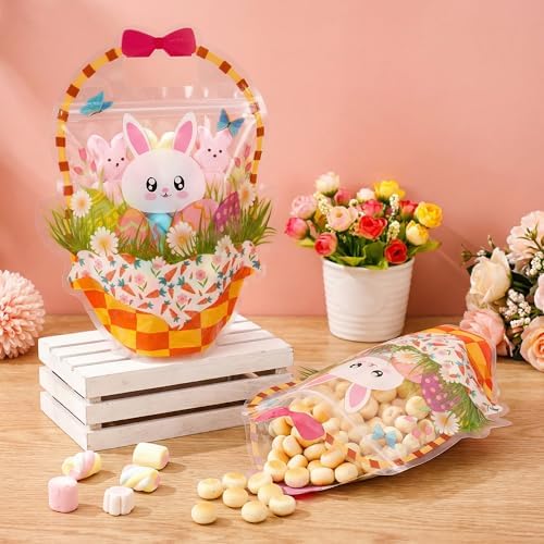 Paquete de 30 Bolsitas Transparentes con Forma de Conejo para Pascua PINWATT, Reutilizables con Asa para Fiestas, Búsquedas de Huevos y Regalos de - imagen 4
