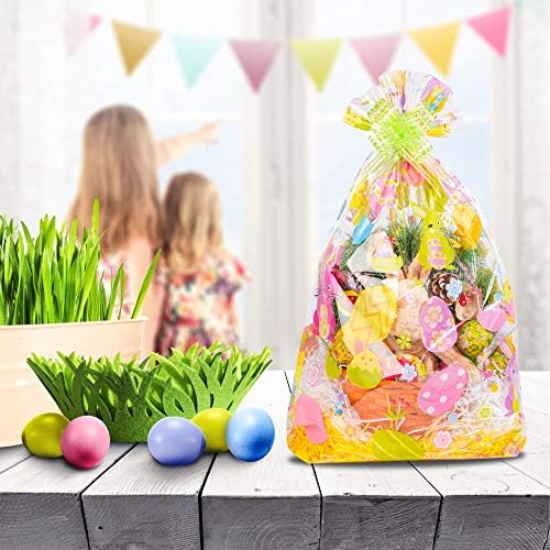 Kolewo4ever Set de 40 Bolsas de Celofán para Pascua con 20 Lazos, Perfectas para Regalos y Cestas de Pascua (16x24 pulgadas) - imagen 5