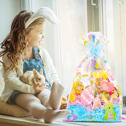 Kolewo4ever Set de 40 Bolsas de Celofán para Pascua con 20 Lazos, Perfectas para Regalos y Cestas de Pascua (16x24 pulgadas) - imagen 7