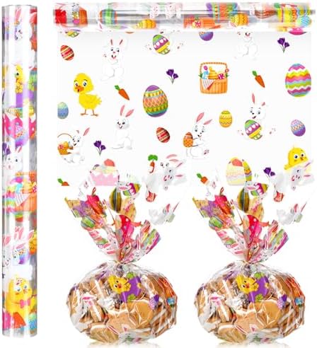 Rollo de Celofán Gueevin para Pascua, 100 ft x 16 pulgadas, 2.5 Mil de grosor, transparente, ideal para envolver canastas, regalos y manualidades. - imagen 1