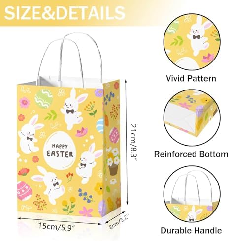 Vanulus 24 Piezas de Bolsas de Regalo de Pascua con Diseño de Conejo y Huevos, Perfectas para Juegos de Búsqueda y Decoración de Fiesta de Pascua - imagen 3