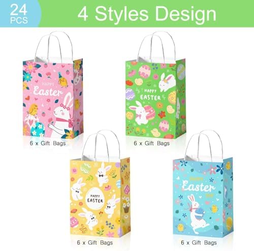 Vanulus 24 Piezas de Bolsas de Regalo de Pascua con Diseño de Conejo y Huevos, Perfectas para Juegos de Búsqueda y Decoración de Fiesta de Pascua - imagen 4