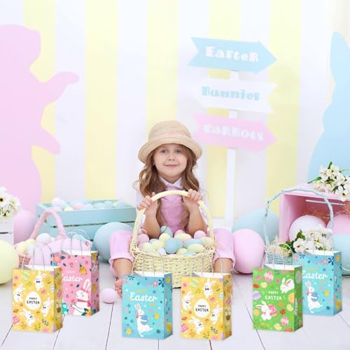 Vanulus 24 Piezas de Bolsas de Regalo de Pascua con Diseño de Conejo y Huevos, Perfectas para Juegos de Búsqueda y Decoración de Fiesta de Pascua - imagen 5