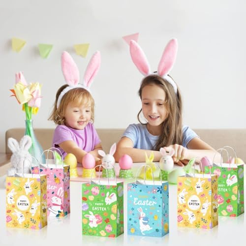 Vanulus 24 Piezas de Bolsas de Regalo de Pascua con Diseño de Conejo y Huevos, Perfectas para Juegos de Búsqueda y Decoración de Fiesta de Pascua - imagen 7