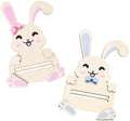 2 Piezas de Soporte para Tarjetas de Regalo de Pascua, Decoraciones de Conejitos de Madera Rosa y Azul, Sorpresas para Cesta de Pascua para - imagen 1