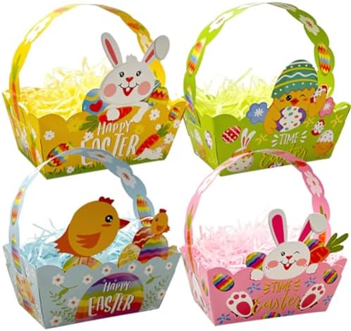 12 Cestas de Papel para Pascua - 12 Piezas, Cajas de Sorpresas con Asa para Huevos, Ideal para Búsqueda de Huevos y Fiestas Infantiles - imagen 1
