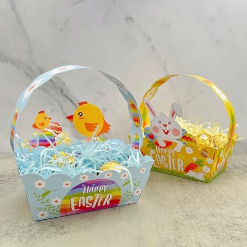 12 Cestas de Papel para Pascua - 12 Piezas, Cajas de Sorpresas con Asa para Huevos, Ideal para Búsqueda de Huevos y Fiestas Infantiles - imagen 2