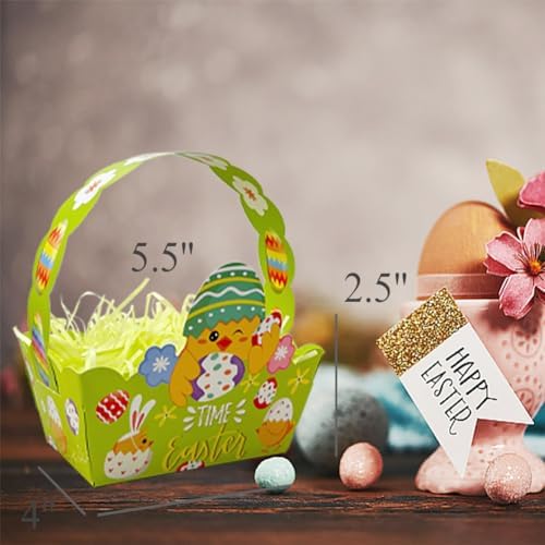 12 Cestas de Papel para Pascua - 12 Piezas, Cajas de Sorpresas con Asa para Huevos, Ideal para Búsqueda de Huevos y Fiestas Infantiles - imagen 5