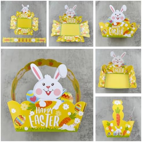 12 Cestas de Papel para Pascua - 12 Piezas, Cajas de Sorpresas con Asa para Huevos, Ideal para Búsqueda de Huevos y Fiestas Infantiles - imagen 6
