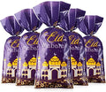 Bolsas de Regalo de Plástico Transparentes Blulu de 100 Pzs para Eid Mubarak, Diseño de Ramadán, con Cintas Plateadas (Púrpura y Dorado) - imagen 1
