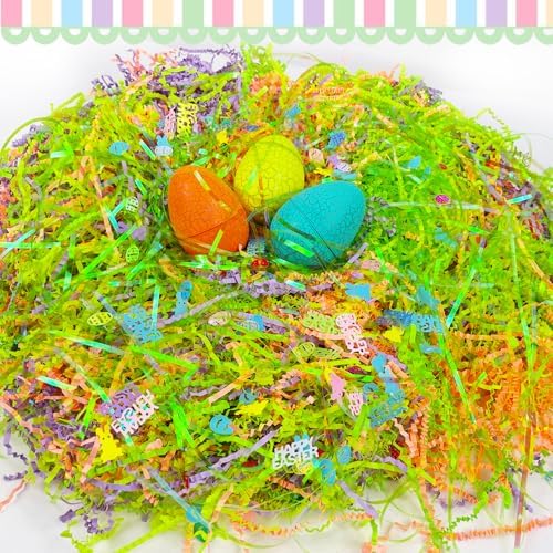 Relleno de Papel Arrugado Iridiscente BleSky de 1/2 LB para Cestas de Pascua, Decoración Creativa de Huevos y Envoltura de Regalos - imagen 2