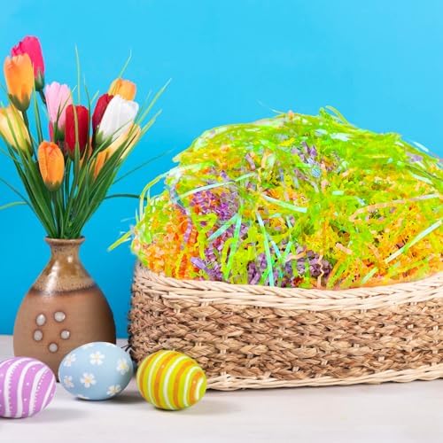 Relleno de Papel Arrugado Iridiscente BleSky de 1/2 LB para Cestas de Pascua, Decoración Creativa de Huevos y Envoltura de Regalos - imagen 4
