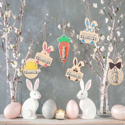 Soportes de Dinero de Madera Qunclay para Pascua, 8 Piezas con Diseños de Conejo, Zanahoria y Huevo, Regalos en Efectivo, Sorpresas para Cesta de - imagen 4