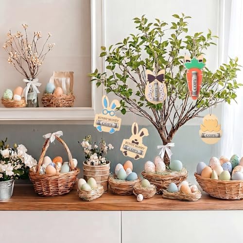 Soportes de Dinero de Madera Qunclay para Pascua, 8 Piezas con Diseños de Conejo, Zanahoria y Huevo, Regalos en Efectivo, Sorpresas para Cesta de - imagen 5