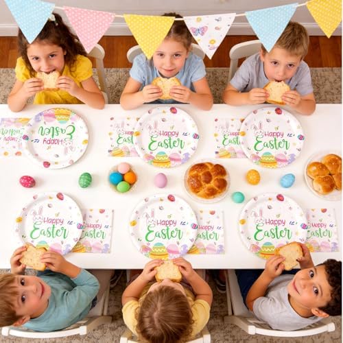 Set de Platos y Servilletas de Papel Cangmyxis para Pascua | Platos Desechables de 9 Pulgadas y Servilletas | Utensilios Lindos para Brunch y - imagen 3