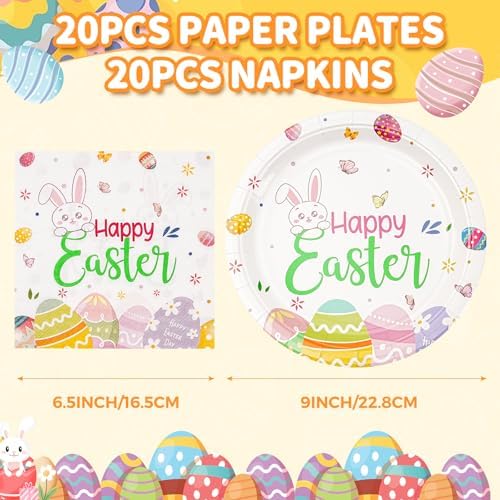 Set de Platos y Servilletas de Papel Cangmyxis para Pascua | Platos Desechables de 9 Pulgadas y Servilletas | Utensilios Lindos para Brunch y - imagen 5