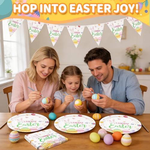 Set de Platos y Servilletas de Papel Cangmyxis para Pascua | Platos Desechables de 9 Pulgadas y Servilletas | Utensilios Lindos para Brunch y - imagen 6