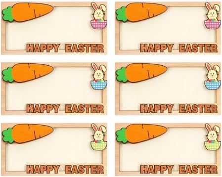 6 Piezas de Sujetadores de Dinero de Pascua, Tarjetas de Conejo de Madera para Efectivo, Accesorios para Cestas y Regalos de Primavera - imagen 1