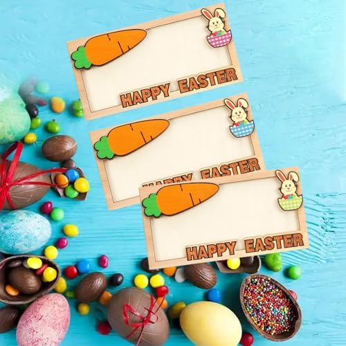 6 Piezas de Sujetadores de Dinero de Pascua, Tarjetas de Conejo de Madera para Efectivo, Accesorios para Cestas y Regalos de Primavera - imagen 4