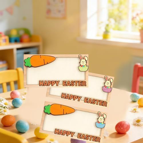 6 Piezas de Sujetadores de Dinero de Pascua, Tarjetas de Conejo de Madera para Efectivo, Accesorios para Cestas y Regalos de Primavera - imagen 5