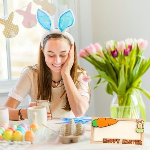 6 Piezas de Sujetadores de Dinero de Pascua, Tarjetas de Conejo de Madera para Efectivo, Accesorios para Cestas y Regalos de Primavera - imagen 7