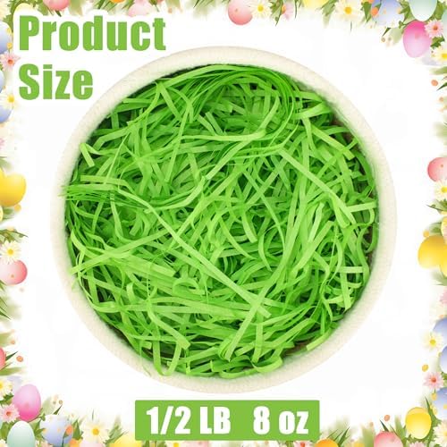 Paja de papel reciclable Peony Man de 8 oz para canastas de regalo, relleno para huevos y manualidades de Pascua, color verde - imagen 2