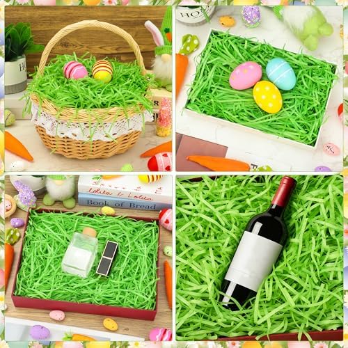 Paja de papel reciclable Peony Man de 8 oz para canastas de regalo, relleno para huevos y manualidades de Pascua, color verde - imagen 5