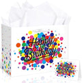 Bolsa de Regalo de Cumpleaños con Lunares, Incluye Papel de Seda y Tarjeta, Ideal para Decoraciones de Fiesta, Baby Shower y Regalos para Hombres, - imagen 1