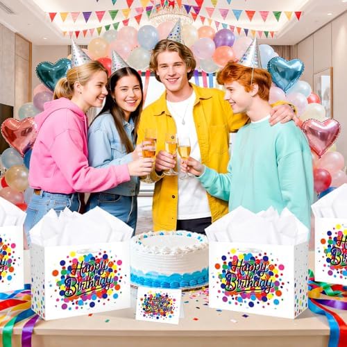 Bolsa de Regalo de Cumpleaños con Lunares, Incluye Papel de Seda y Tarjeta, Ideal para Decoraciones de Fiesta, Baby Shower y Regalos para Hombres, - imagen 3