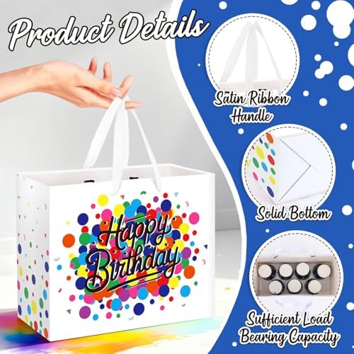 Bolsa de Regalo de Cumpleaños con Lunares, Incluye Papel de Seda y Tarjeta, Ideal para Decoraciones de Fiesta, Baby Shower y Regalos para Hombres, - imagen 7