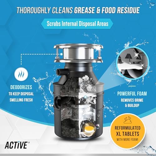 Tabletas Limpiadoras y Desodorantes para Desechos - Paquete de 24, Nuevas Tabletas Espumosas XL - Fresco Aroma Cítrico para el Desagüe de la Cocina, - imagen 3