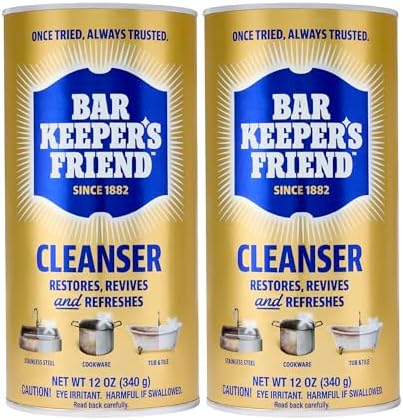 Limpiador en Polvo Bar Keepers Friend, 12 oz x 2, Limpiador Multifuncional, Desengrasante y Removedor para Ollas y Sartenes de Acero Inoxidable, - imagen 1