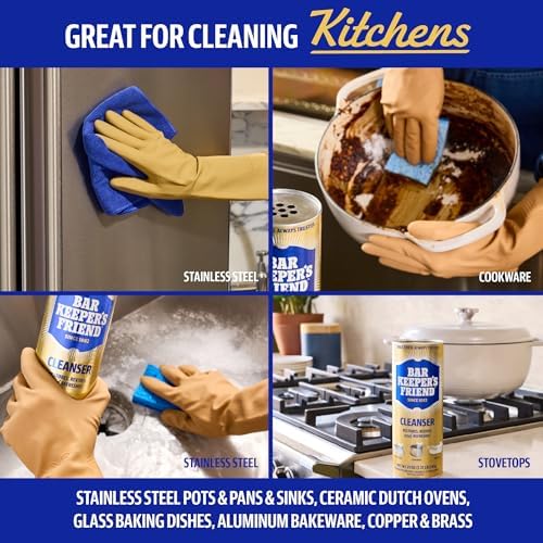Limpiador en Polvo Bar Keepers Friend, 12 oz x 2, Limpiador Multifuncional, Desengrasante y Removedor para Ollas y Sartenes de Acero Inoxidable, - imagen 3
