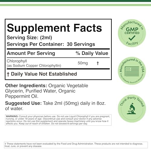 Gotas Líquidas de Clorofila - Para Digestión, Salud Intestinal, Energía y Desintoxicación - Veganas (Textura y Sabor Rico, No Diluidas), 2oz Sabor - imagen 2