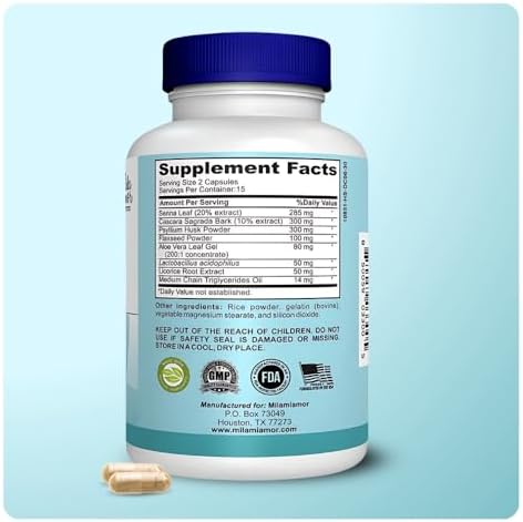 Mila Miamor Limpieza de 15 Días - Apoyo para el Intestino y Colon - Detox Avanzado para Hombres y Mujeres con Senna, Cascara Sagrada y Psyllium - 30 - imagen 2