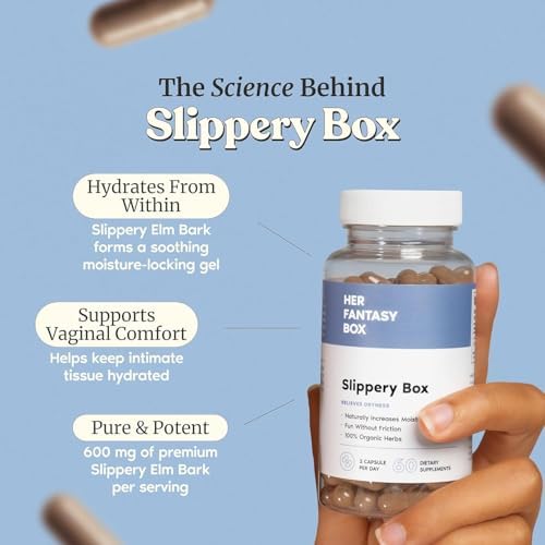 Her Fantasy Box | Caja Resbaladiza | Cápsulas de Olmo Resbaladizo de Acción Rápida para Bienestar Femenino y Soporte de Humedad Intima – 60 Cápsulas - imagen 3