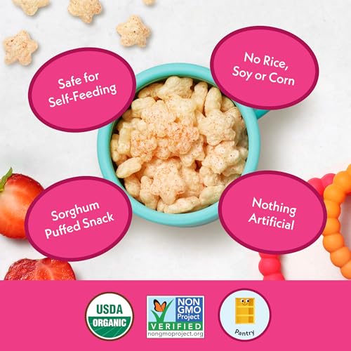 Once Upon A Farm Snack de Sorghum Inflado de Fresa, Coco y Camote, Puffs de Fruta y Verdura, No GMO, 1.5 Onzas (Paquete de 6) - imagen 5