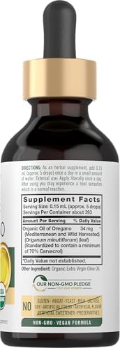 Carlyle Aceite de Orégano Orgánico en Gotas Líquidas - 2 fl oz - Suministro para 1 Año | Suplemento Herbal Vegano | Sin OGM, Sin Gluten - imagen 2