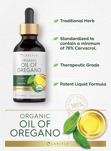 Carlyle Aceite de Orégano Orgánico en Gotas Líquidas - 2 fl oz - Suministro para 1 Año | Suplemento Herbal Vegano | Sin OGM, Sin Gluten - imagen 4