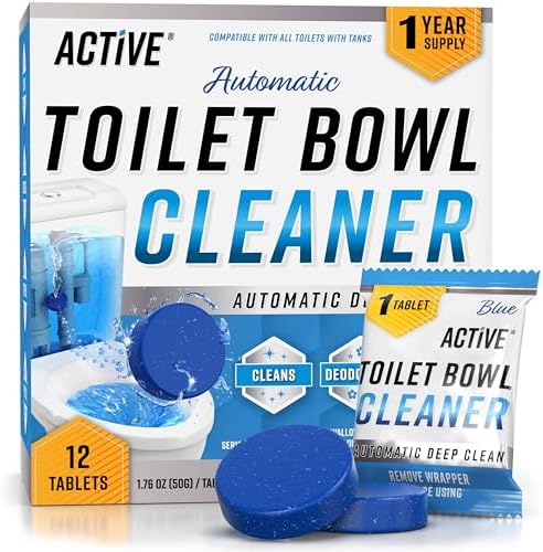 Tabletas Limpiadoras Automáticas para Inodoro ACTIVE, Gel Azul, Eliminador de Manchas de Agua Dura, Seguro para Sépticos, 12 Tabs, Aroma Fresco - imagen 1