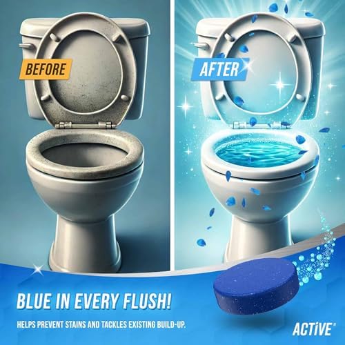Tabletas Limpiadoras Automáticas para Inodoro ACTIVE, Gel Azul, Eliminador de Manchas de Agua Dura, Seguro para Sépticos, 12 Tabs, Aroma Fresco - imagen 3