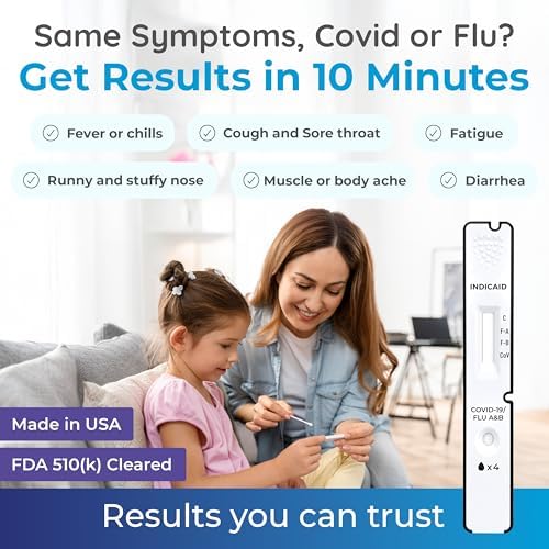 Prueba Antigénica INDICAID COVID-19/Influenza A+B 3 en 1 – Aprobada por FDA – Resultados en 10 Minutos – Hecho en EE. UU. – 2 Pruebas – Combo Covid y - imagen 2