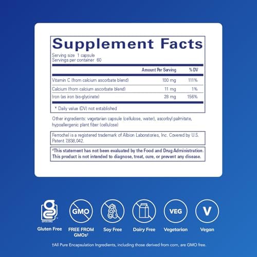 Pure Encapsulations OptiFerin-C - Suplemento Energético para la Absorción de Hierro - Apoyo a los Glóbulos Rojos - Enriquecido con Vitamina C - 60 - imagen 2